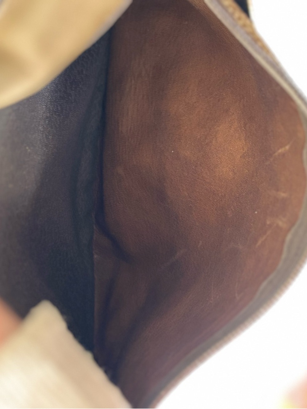 Borbonese Textured Brown Shoulder Bag with Front Zip Pocket - Picture 8 of 9